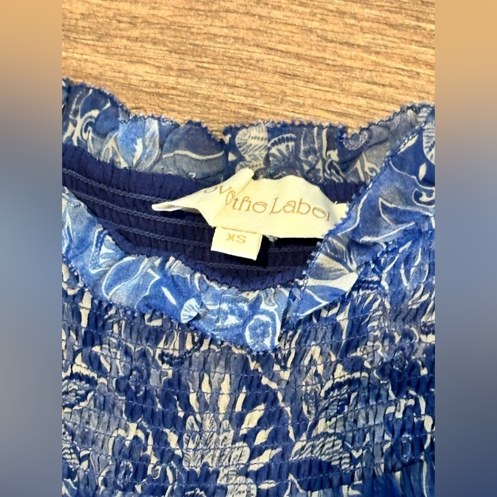 NWOT Anthropologie Love the Label Blue and White Raquel Skirt in Arabesque XS - Picture 5 of 9